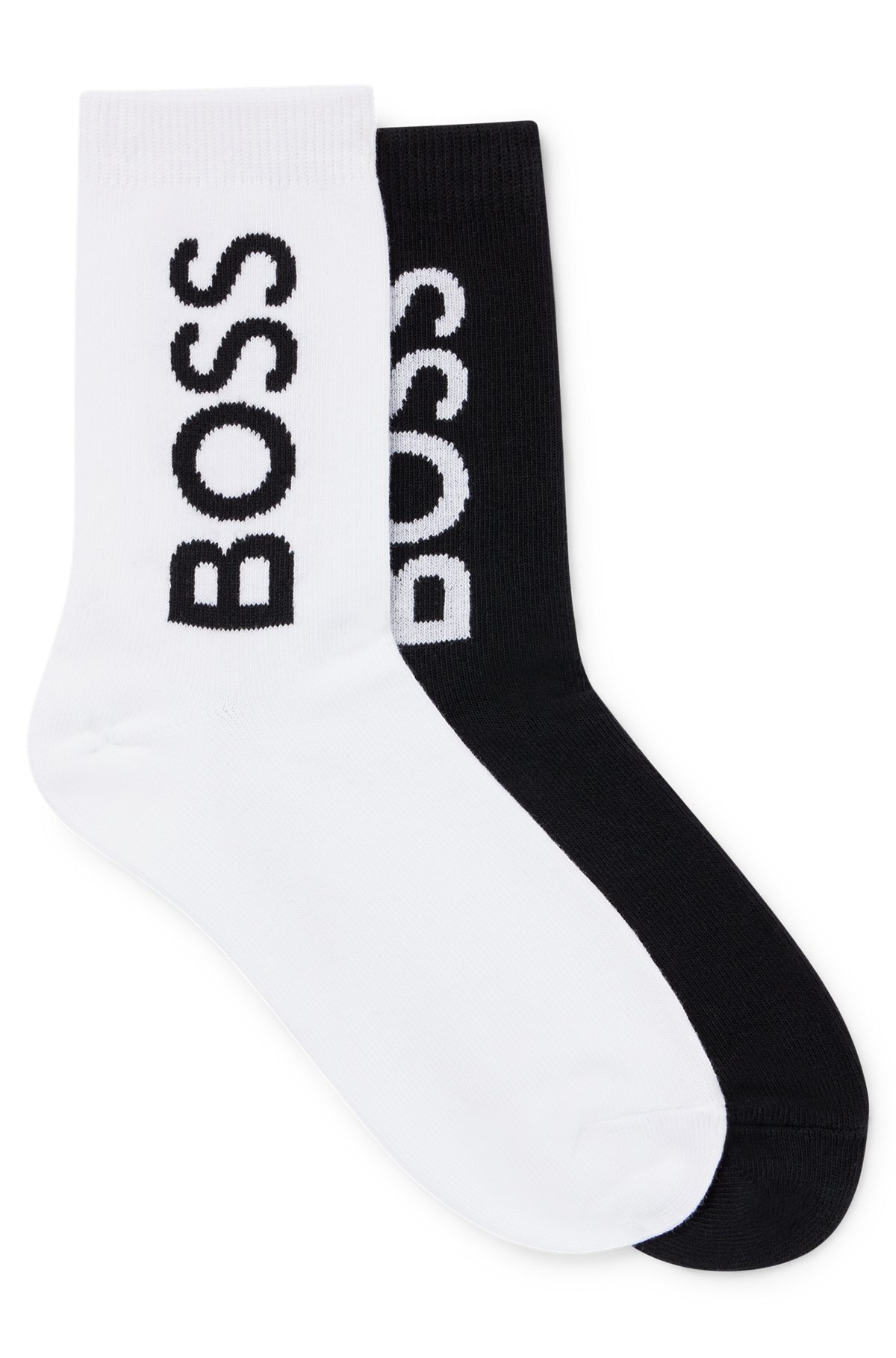 BOSS - Kids\' two-pack of socks with jacquard-woven logos