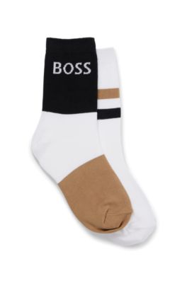 Kids' two-pack of socks with logo details, White