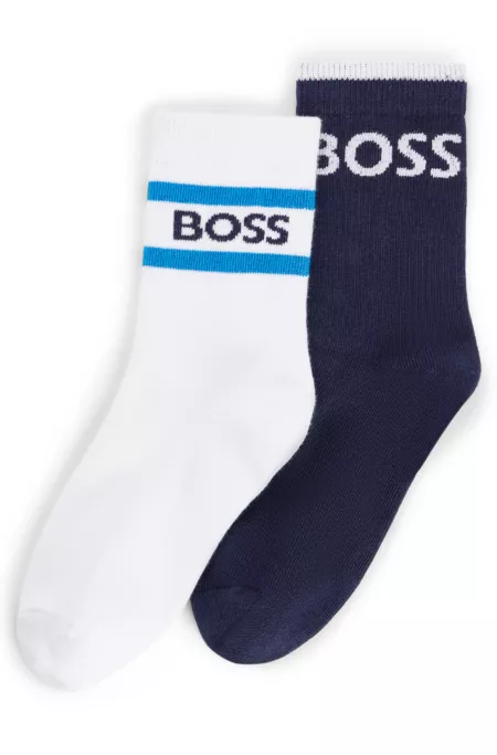 Two-pack of kids' socks with stripes and logo