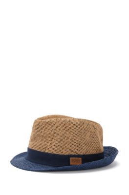 'J21164' | Boys Faux Straw Fedora, Beige