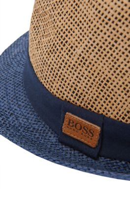 'J21164' | Boys Faux Straw Fedora, Beige