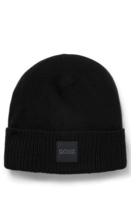 BOSS - Kids\' double-layer beanie hat with branded badge