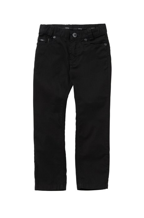 'J24393' | Boys Stretch Cotton Twill Pants, Black