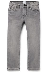 Kids' slim-fit jeans in gray fleece-touch denim