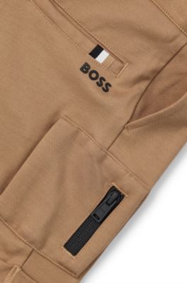 Kids' cargo shorts in stretch piqu&eacute;, Brown