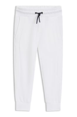 Kids' logo-badge tracksuit bottoms in a cotton blend, White