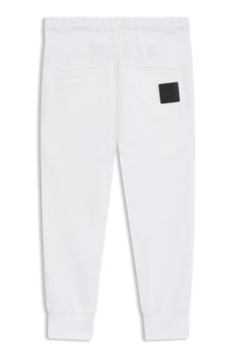 Kids' logo-badge tracksuit bottoms in a cotton blend, White
