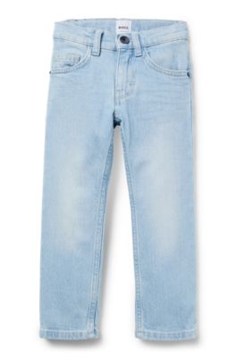 BOSS - Kids' regular-fit jeans in blue stretch denim