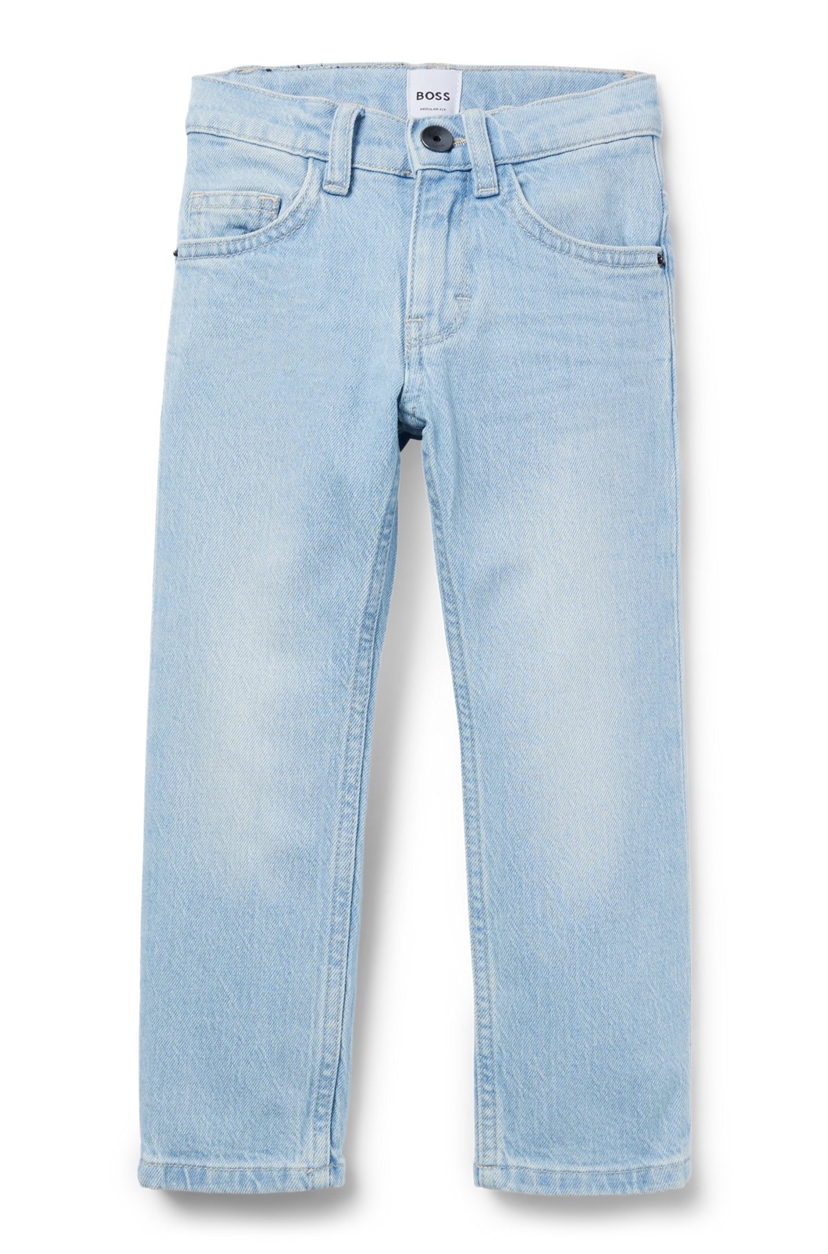 BOSS - Kids\' regular-fit jeans in blue stretch denim