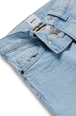 HUGO - Kids' jeggings in blue stretch denim with branded waistband