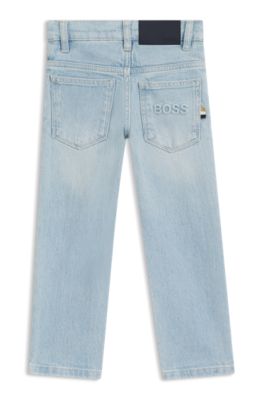 Kids' blue regular-fit jeans in stretch denim, Light Blue