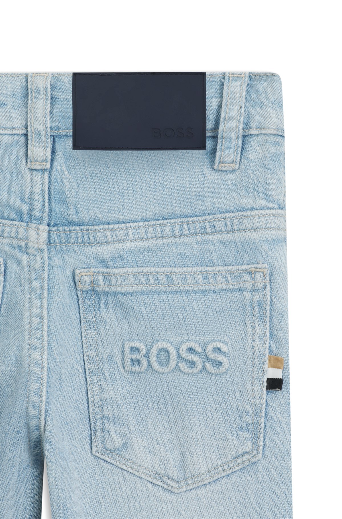 BOSS - Kids' regular-fit jeans in blue stretch denim - Patterned BOSS - Kids' regular-fit jeans in blue stretch denim - Patterned