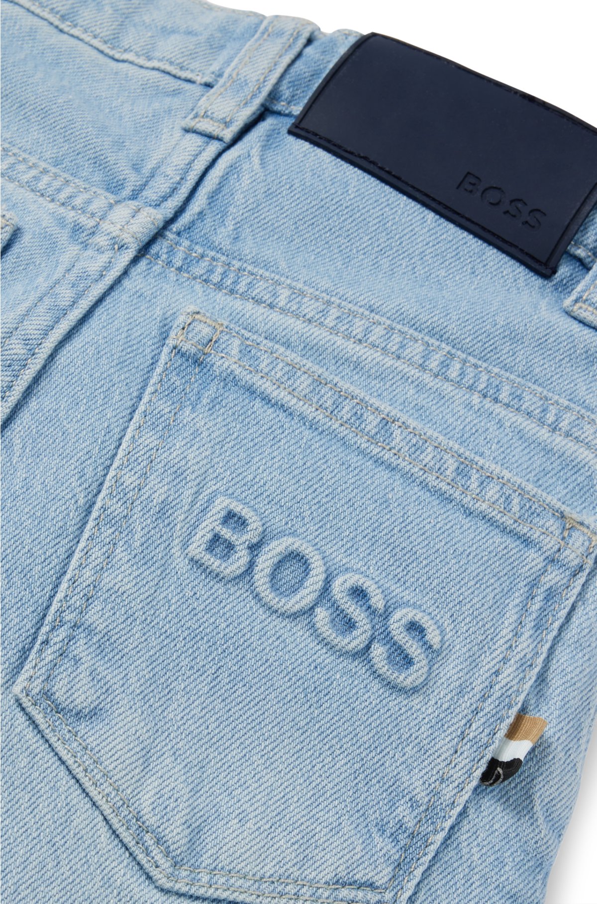 BOSS - Kids\' regular-fit blue denim jeans stretch in