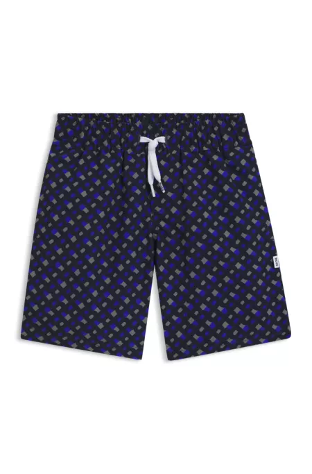 Kids' monogram-print swim shorts with full lining