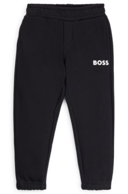 Kids' contrast-logo tracksuit bottoms in a cotton blend, Black