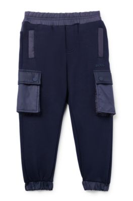 BOSS Kids' fleece tracksuit bottoms with cargo pockets Dark Blue