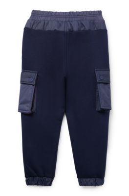 Kids' fleece tracksuit bottoms with cargo pockets, Dark Blue