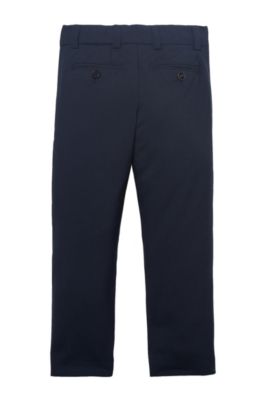 'J24V07' | Boys Wool Dress Pants, Dark Blue