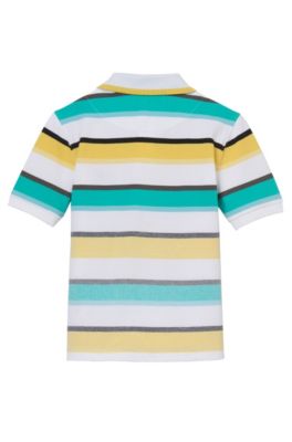 'J25922' | Boys Stretch Cotton Striped Polo, Green