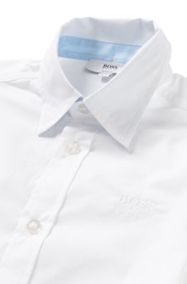 BOSS 'J25944' Boys Stretch Cotton Button Down Shirt White
