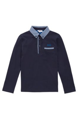 BOSS 'J25993' Boys Cotton Polo Shirt Dark Blue