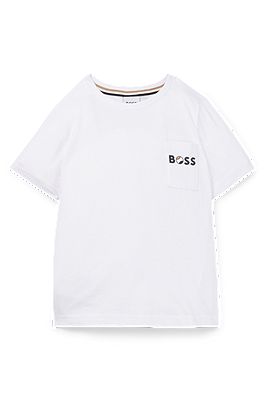 BOSS - Kids' sports bra with signature stripes and logo