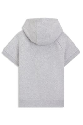 Kids' logo-detail hoodie with short sleeves, Light Grey