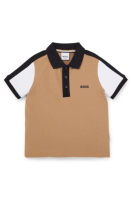 BOSS Kids color blocked polo shirt with logo print