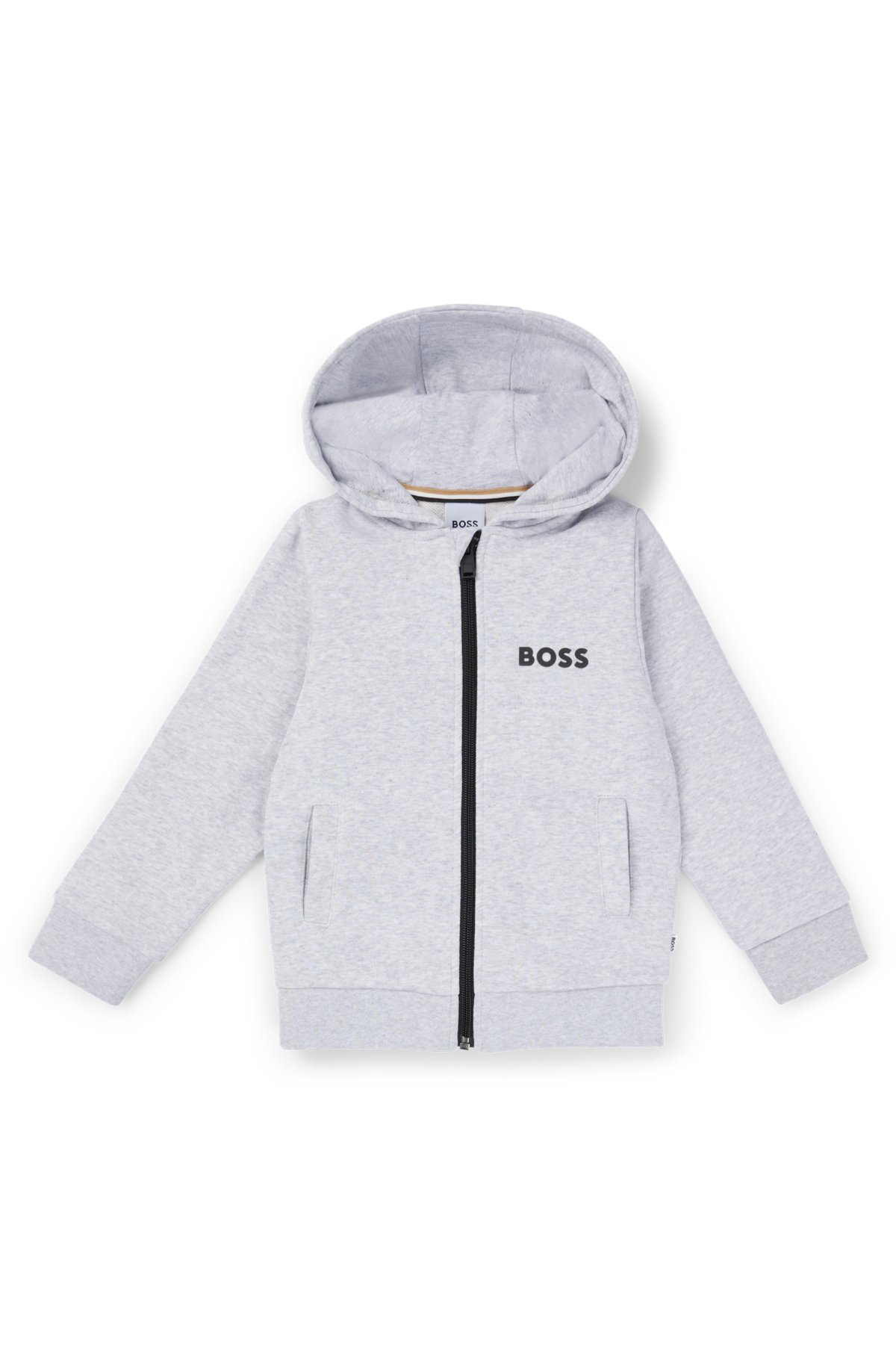 BOSS - logo contrast hoodie with Kids\' zip-up