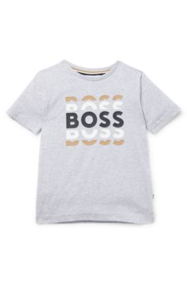 Kids' logo-artwork T-shirt in cotton jersey, Light Grey