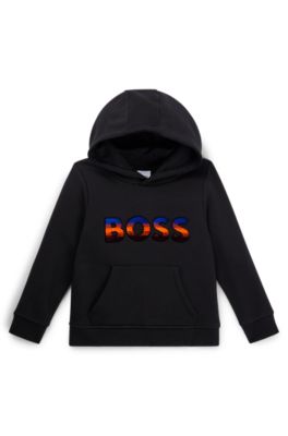 Kids' hoodie with embroidered gradient logo, Black