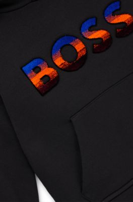 Kids' hoodie with embroidered gradient logo, Black