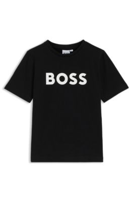 Kids' contrast-logo T-shirt in cotton jersey, Black