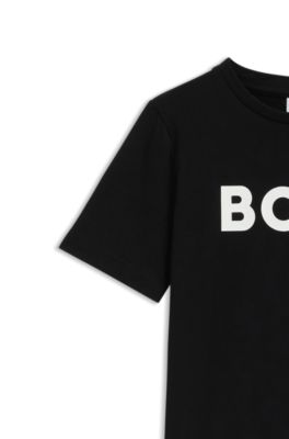 Kids' contrast-logo T-shirt in cotton jersey, Black