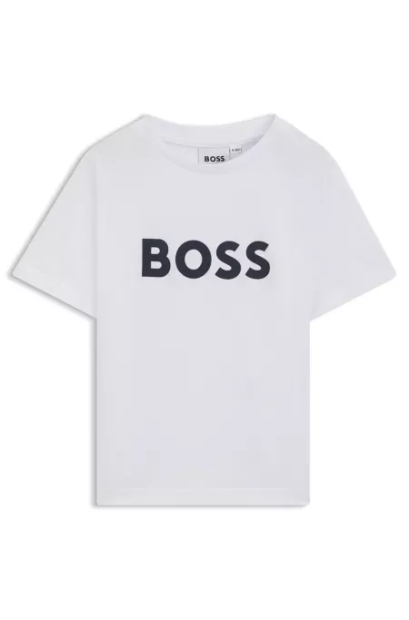 Kids' contrast-logo T-shirt in cotton jersey
