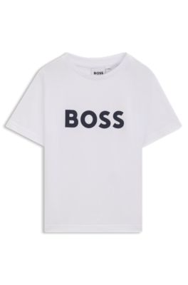 Kids' contrast-logo T-shirt in cotton jersey, White