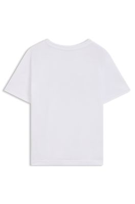 Camiseta para ni&ntilde;os en punto de algod&oacute;n con logo en contraste, Blanco