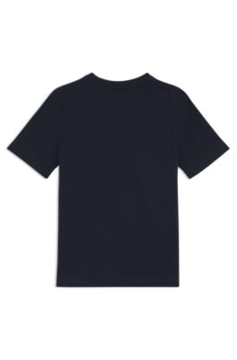 Kids' contrast-logo T-shirt in cotton jersey, Dark Blue