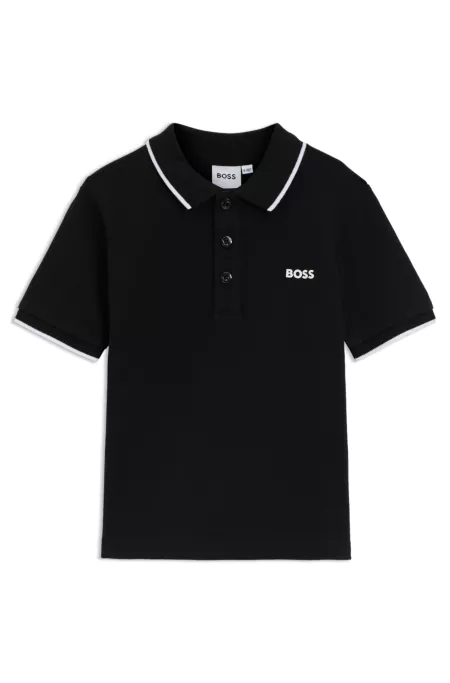 Kids' printed-logo polo shirt in cotton piqué