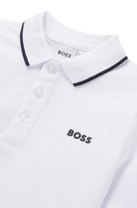 Kids' printed-logo polo shirt in cotton piqué