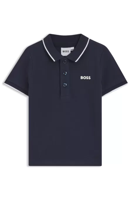Kids' printed-logo polo shirt in cotton piqué