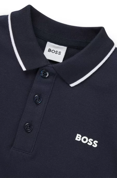 Kids' printed-logo polo shirt in cotton piqué