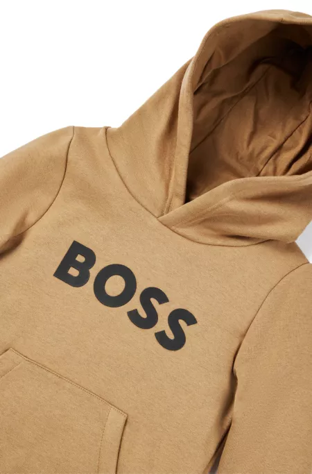 Kids' contrast-logo hoodie in a cotton blend