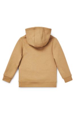Kids' contrast-logo hoodie in a cotton blend, Brown