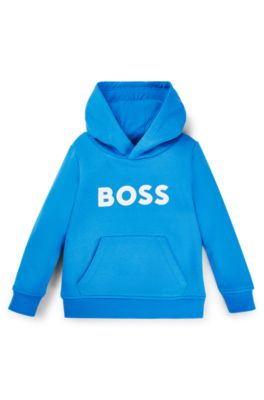 Kids' contrast-logo hoodie in a cotton blend, Blue