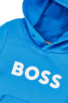 Kids' contrast-logo hoodie in a cotton blend, Blue