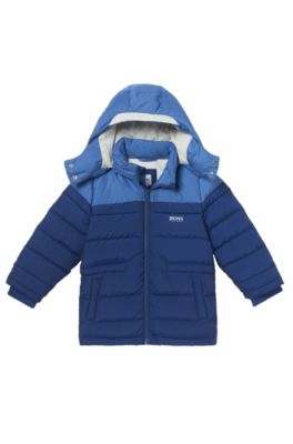 BOSS - 'J26285' | Boys Nylon Quilted Puffer Coat, Removable Hood