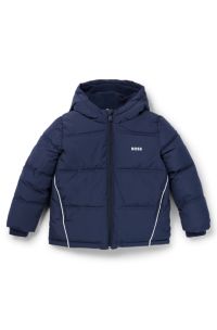 BOSS - Kids' hooded jacket with logo details and padding