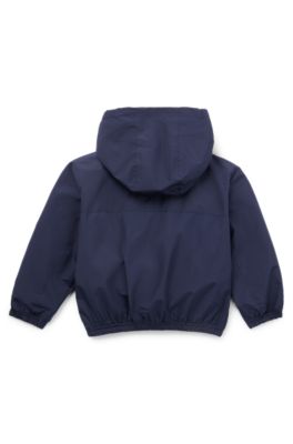 Kids' logo-print hooded jacket with waterproof finish, Dark Blue