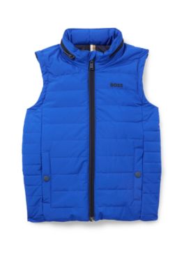 BOSS Kids gilet with printed logo and packable hood